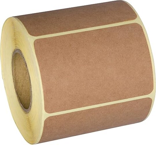 2x3 Inch Natural Brown Kraft Sticker Labels, 350 Per Roll, Blank Rectangular Adhesive Labels for Price Tags, Crafts, Organizing, Jars, and Small Business Use